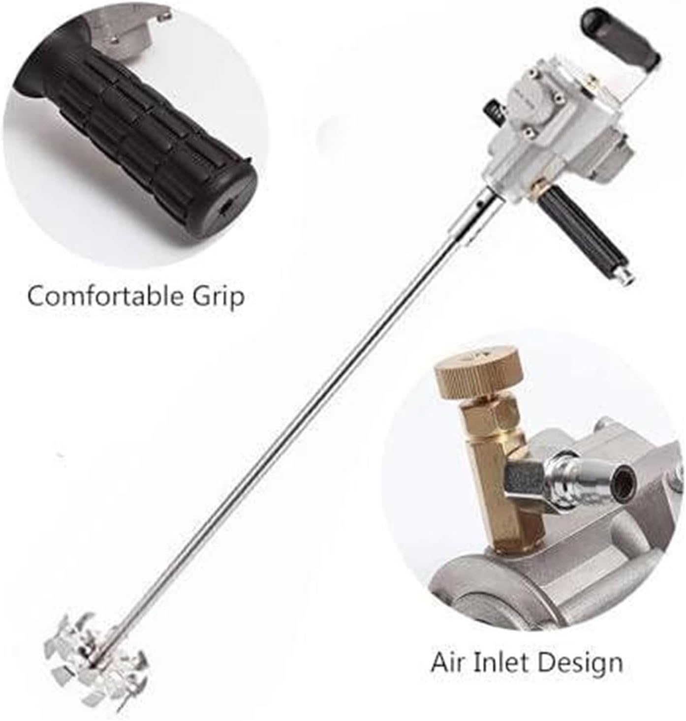 Handheld Paint and Mud Mixer Mix Tool, Can Mix 5Gal Round Barrels Pneumatic Mixer Machine, for Putty Powder Mixing and Paint Mixing