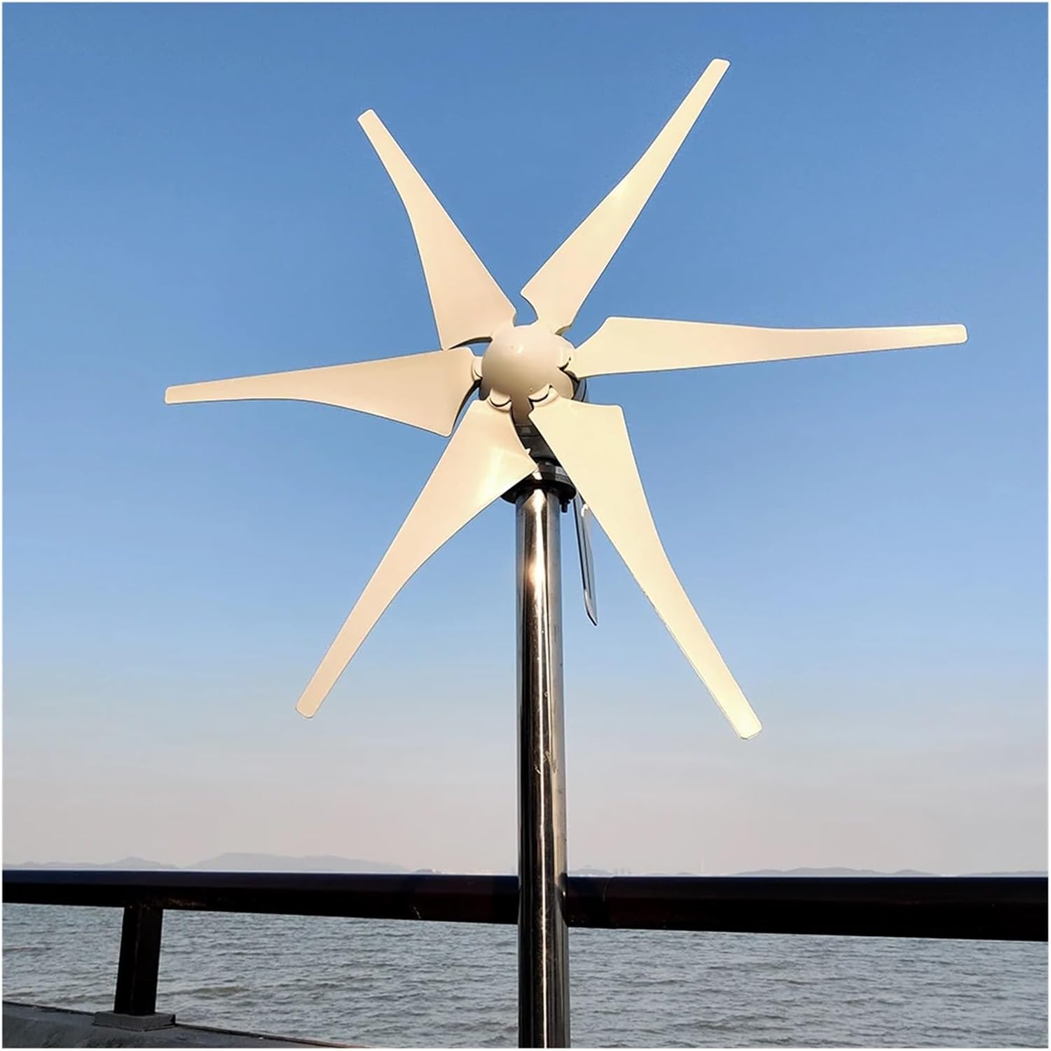Horizontal Turbine 3000W Low Noise Wind Turbine Generator Kit 12V/24V/48V Low Wind High Eificiency Automitic Multi-Leaf Low Starting Speed for Home(1000W,with MPPT Controller_12V)