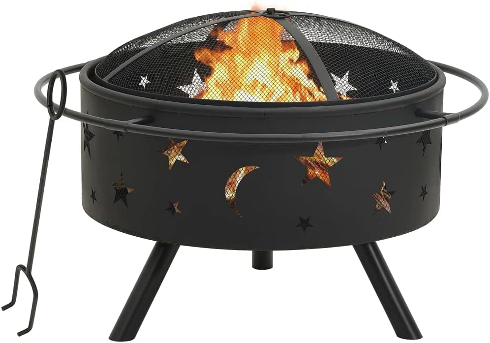 CHARMMA Fire Pit with Poker 29.9XXL Steel-9.56KG
