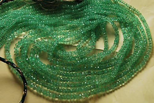 13 inch natural beads strand of 3.40-3.80mm faceted rondelle colombian emerald gemstone beads for DIY jewelry - necklace, bracelet, earring, ring.