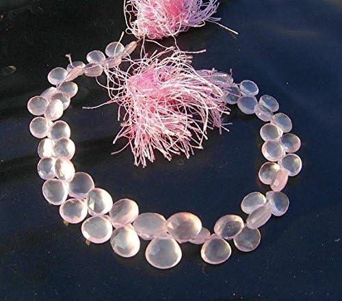 full 7.5 inches strand. finest natural rose quartz faceted heart briolette size 7-10mm