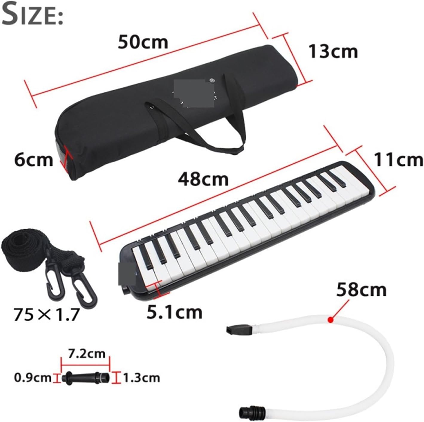 Melodica 37 Piano Keys Melodica Pianica Musical Instrument with Carrying Bag for Students Beginners Kids