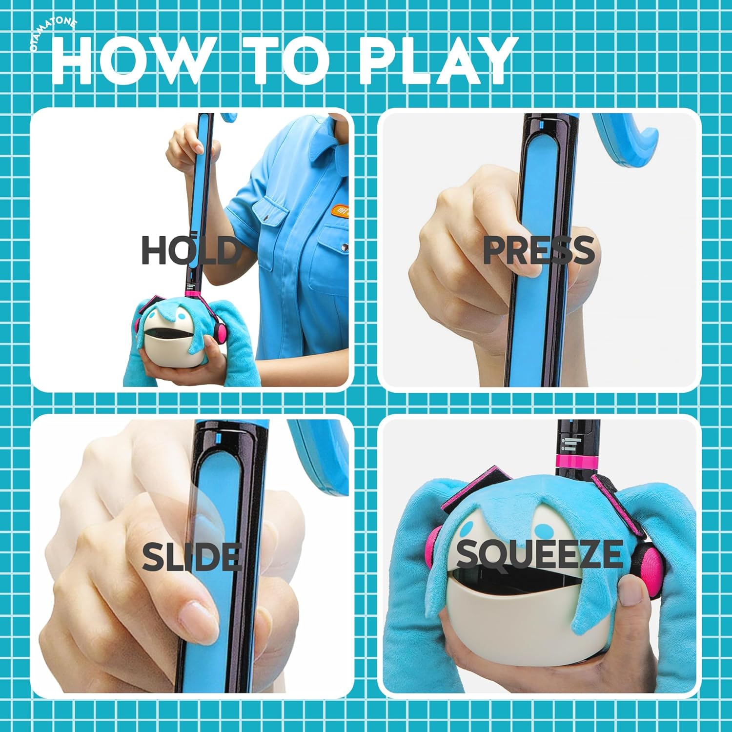 Otamatone Deluxe [Hatsune Miku Edition] Electronic Musical Instrument Portable Synthesizer from Japan Maywa Denki [Includes Removable Plush Wig]