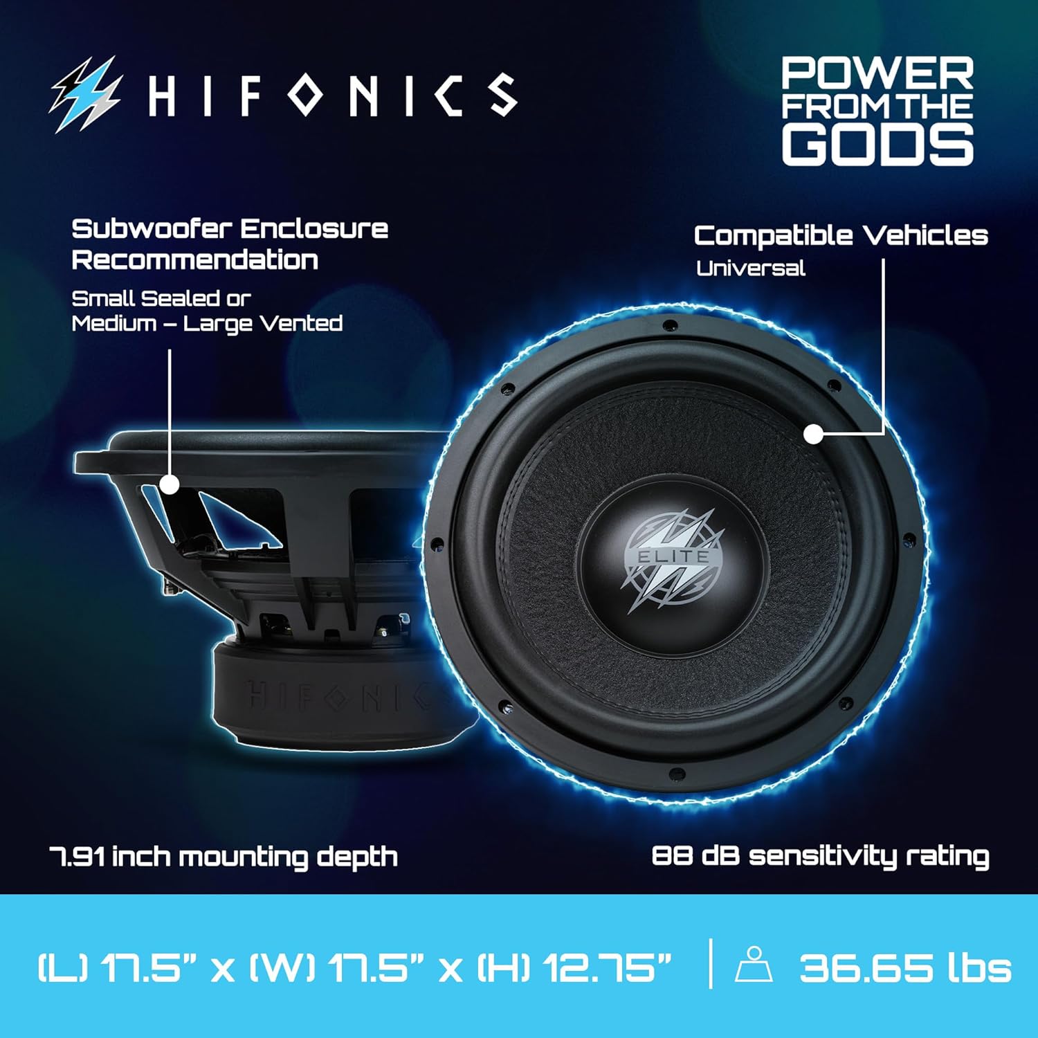 Hifonics 4 Pack Elite 15 Inch Car Mount Subwoofer with Dual 4 Ohm Voice Coil Speaker 3000 Watt Peak Power Mobile Amplifier System, Black