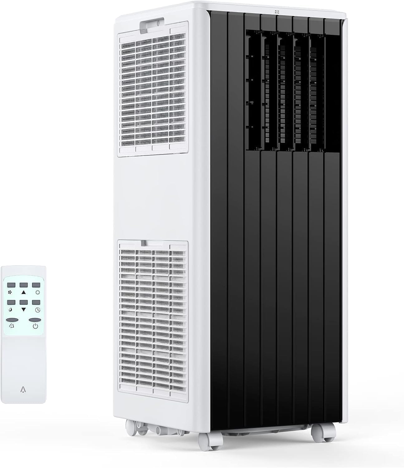 Portable Air Conditioner 8,000 BTU - 3-In-1 Cooling, Dehumidifier & Fan for Rooms Up to 350 Sq.Ft, Low Noise Sleep Mode & Complete Window Kit,Black&White