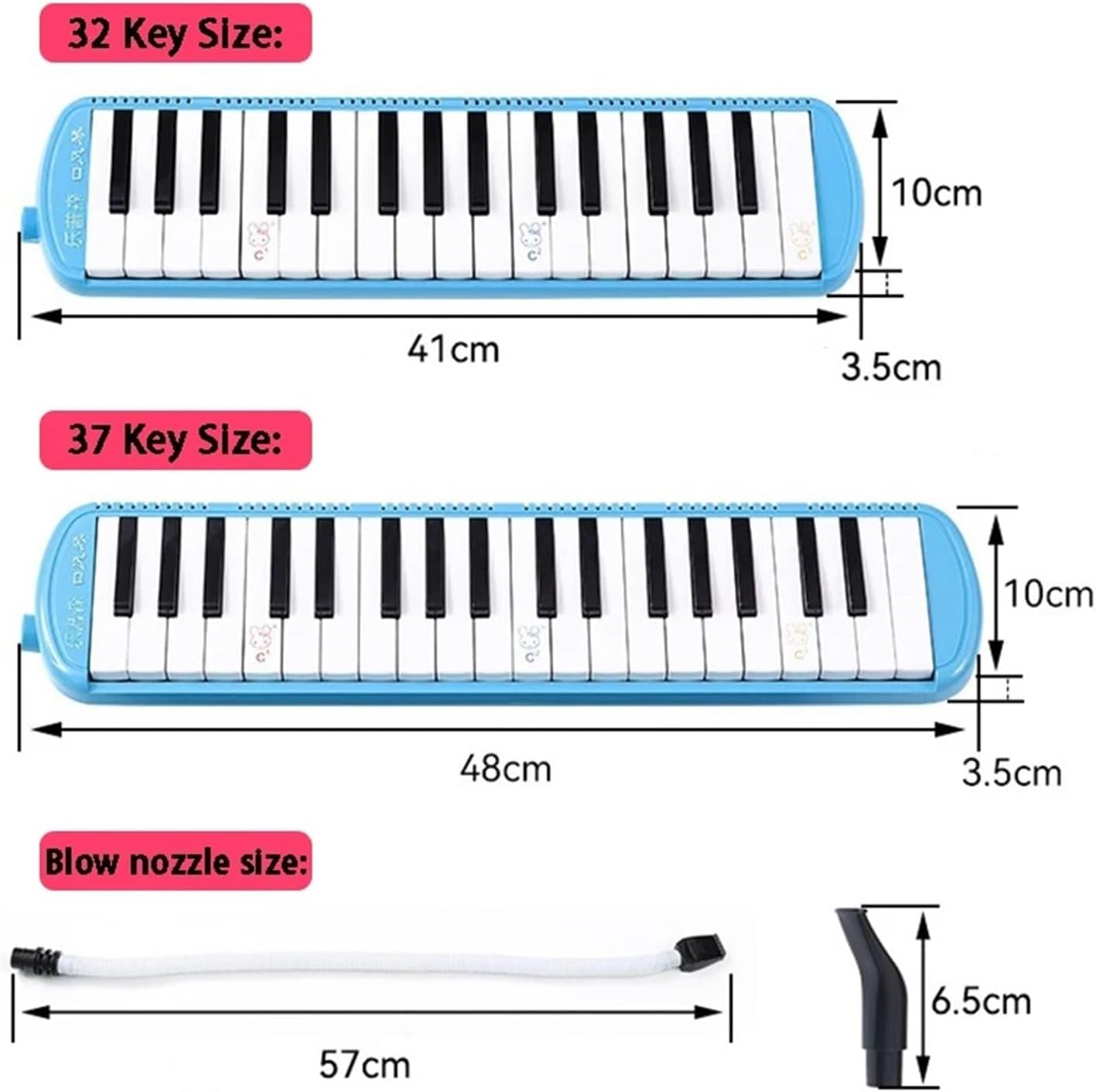 Melodica Children Melodica 37 Keys Mouth Organ 32 Key with Mouthpiece Portable Musical Keyboard Professional Piano for Child Melodion(37 Key Pink)