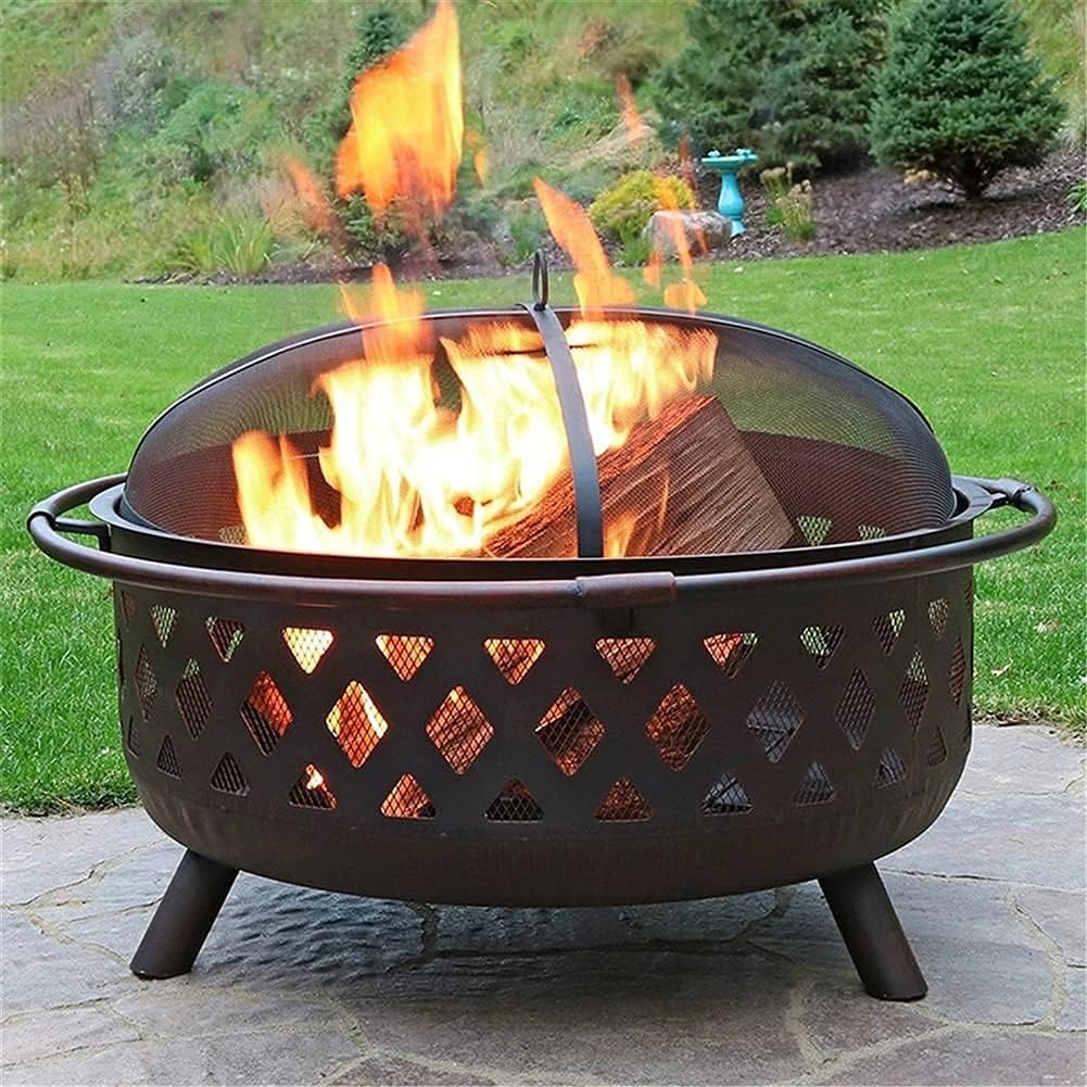 Outdoor Brazier Outdoor Party Bonfire Basin Firewood Stove Grill Courtyard Barbecue Grill Charcoal Heating Barbecue BBQ Fire Pit Portable Burning Brazier