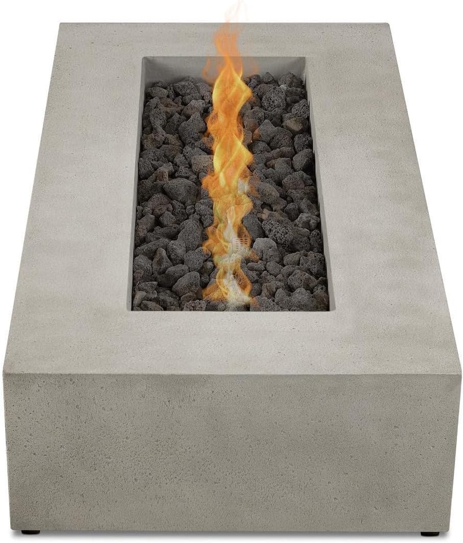 BBQGuys Signature La Valle 56-Inch Rectangle Propane Fire Table - Flint - 1590LP-FLNT