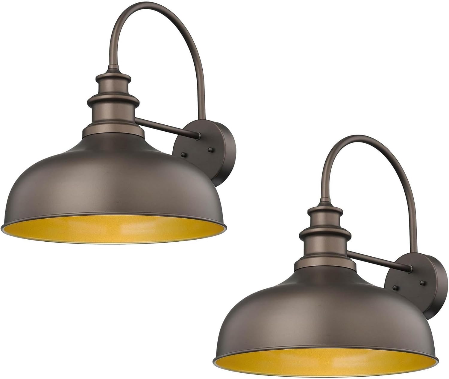 Bestshared 16 Inch Vintage Industrial Barn Light Farmhouse Outdoor Wall Sconce - Farmhouse Exterior Wall Mount Lighting Fixture for Garage, Patio, Porch,Front Door(Orb+Gold, 16