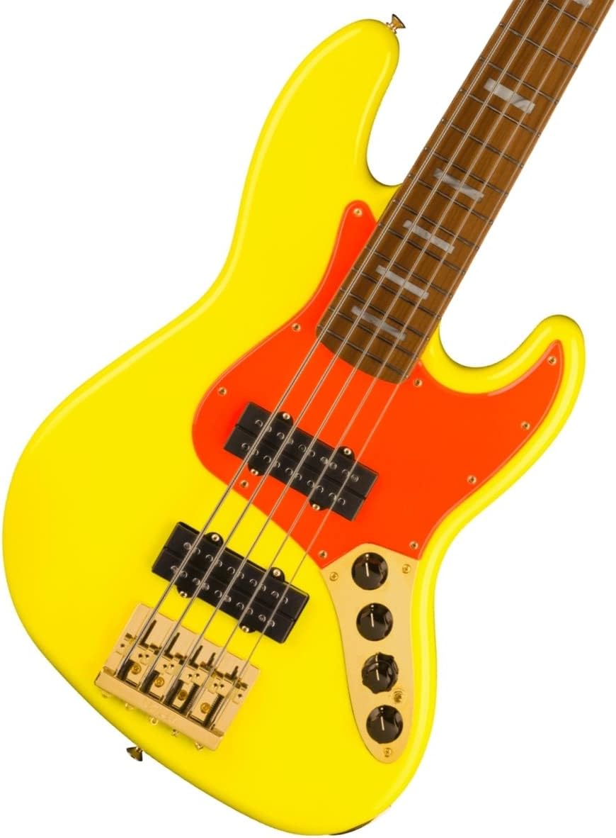 Fender MonoNeon 5-String Jazz Bass, Neon Yellow, Maple Fingerboard