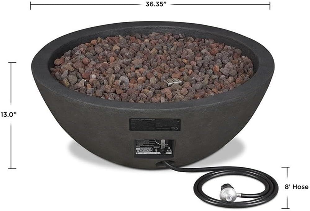 Home Square 2-Piece Set with Propane Fire Pit Bowl and Fire Glass