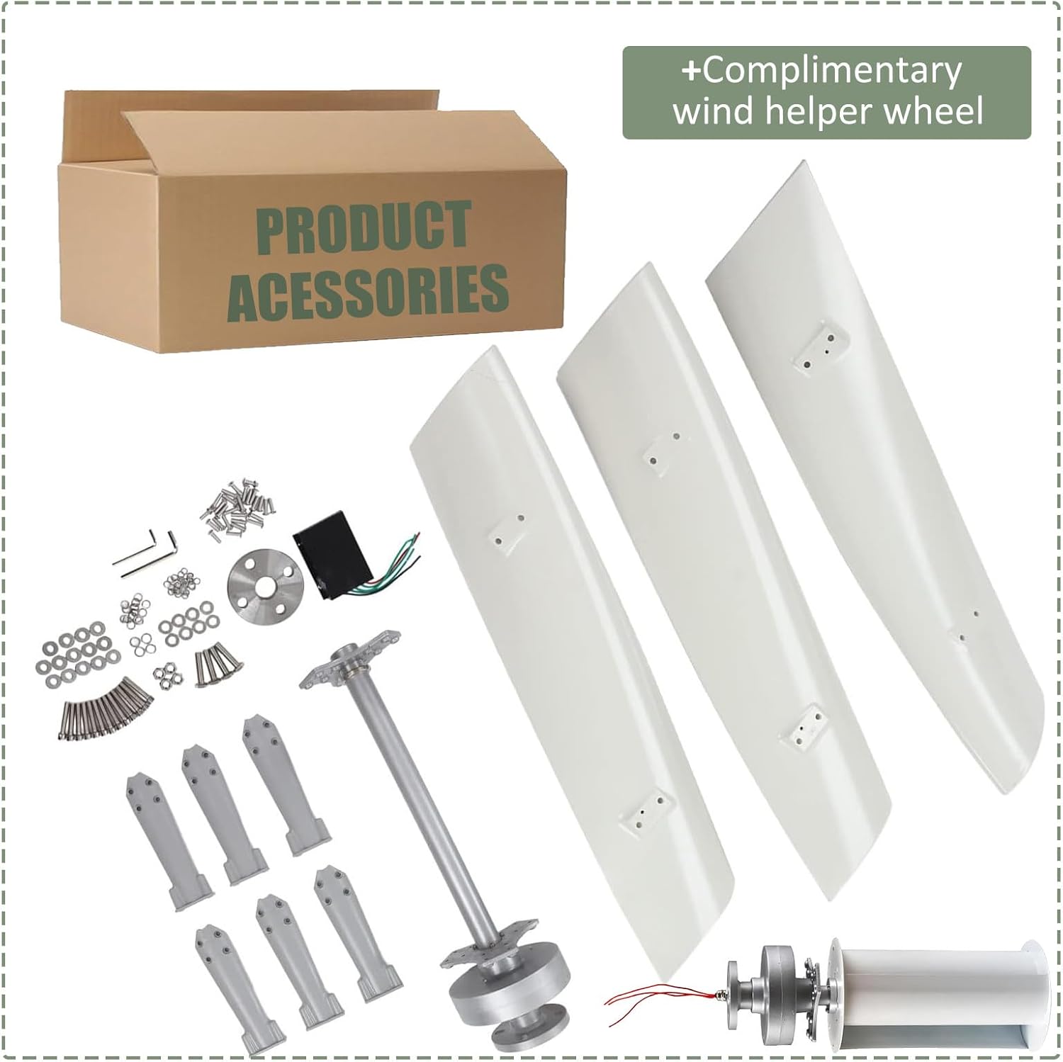 12000W Vertical Wind Turbine Generator Kit - 12V/24V/48V Portable Maglev 3-Blade Wind Generator with Charge Controller for Boats, Cabins, Mobile Homes - Eco-Friendly Power Solution