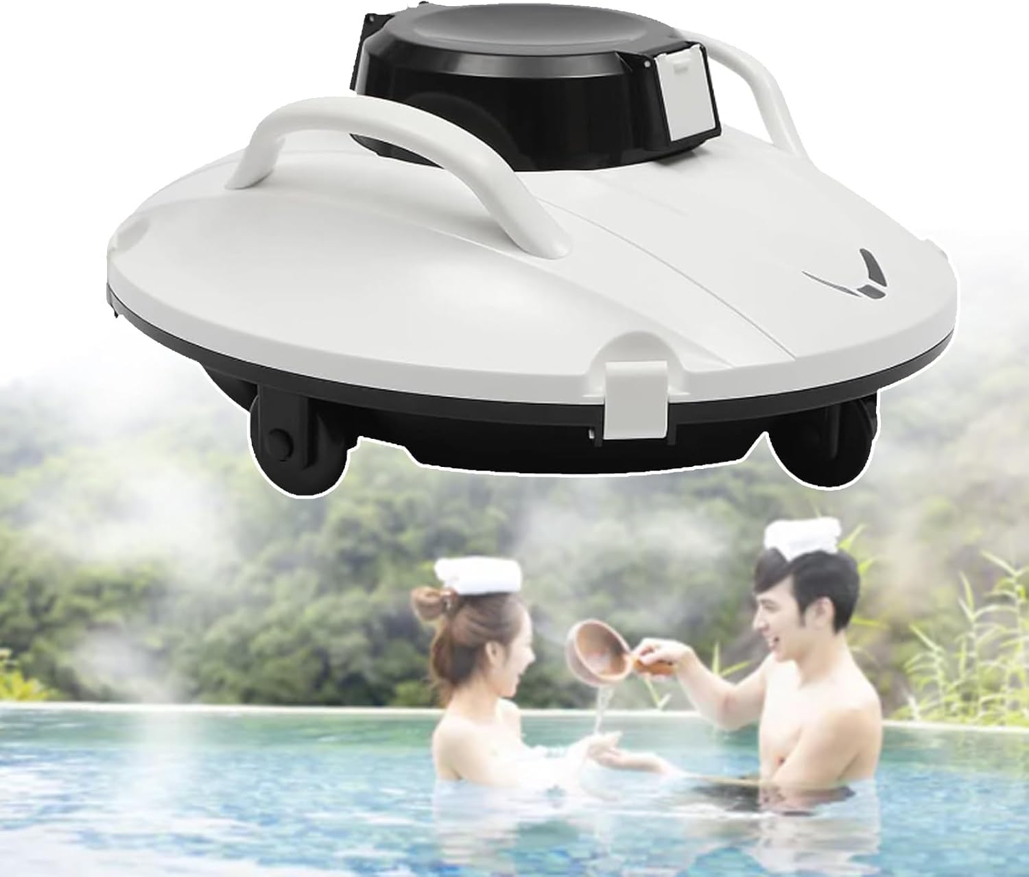 Cordless Robotic Pool Vacuum - Self-Parking Pool Cleaner Lasts 110 Mins - Pool Vacuum Cleaner, For Above/In Ground Pools