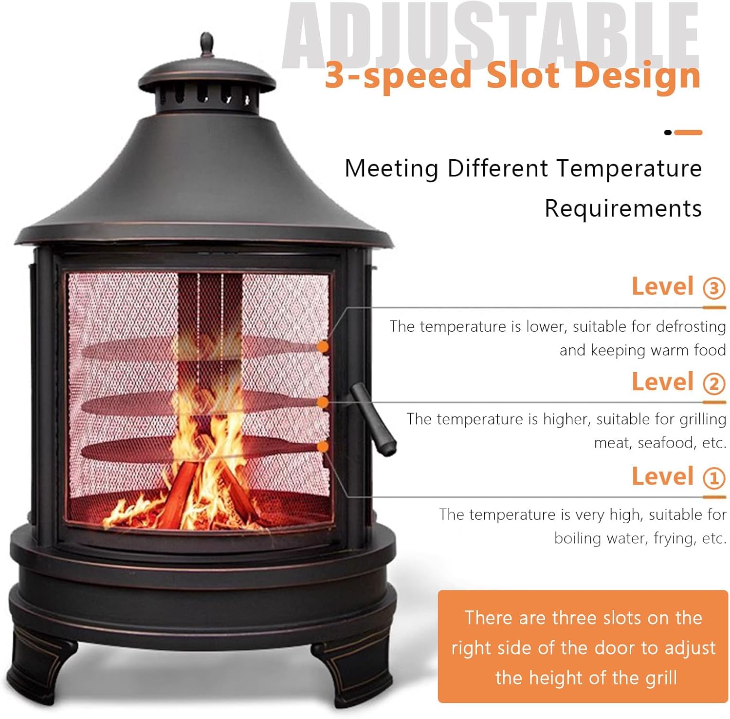 30in Fire Pit Outdoor Wood Burning Firepits Outdoor Fireplace with Cooking Grill Grate & Poker Fire Bowl, Patio Firepit for Garden, Backyard, BBQ