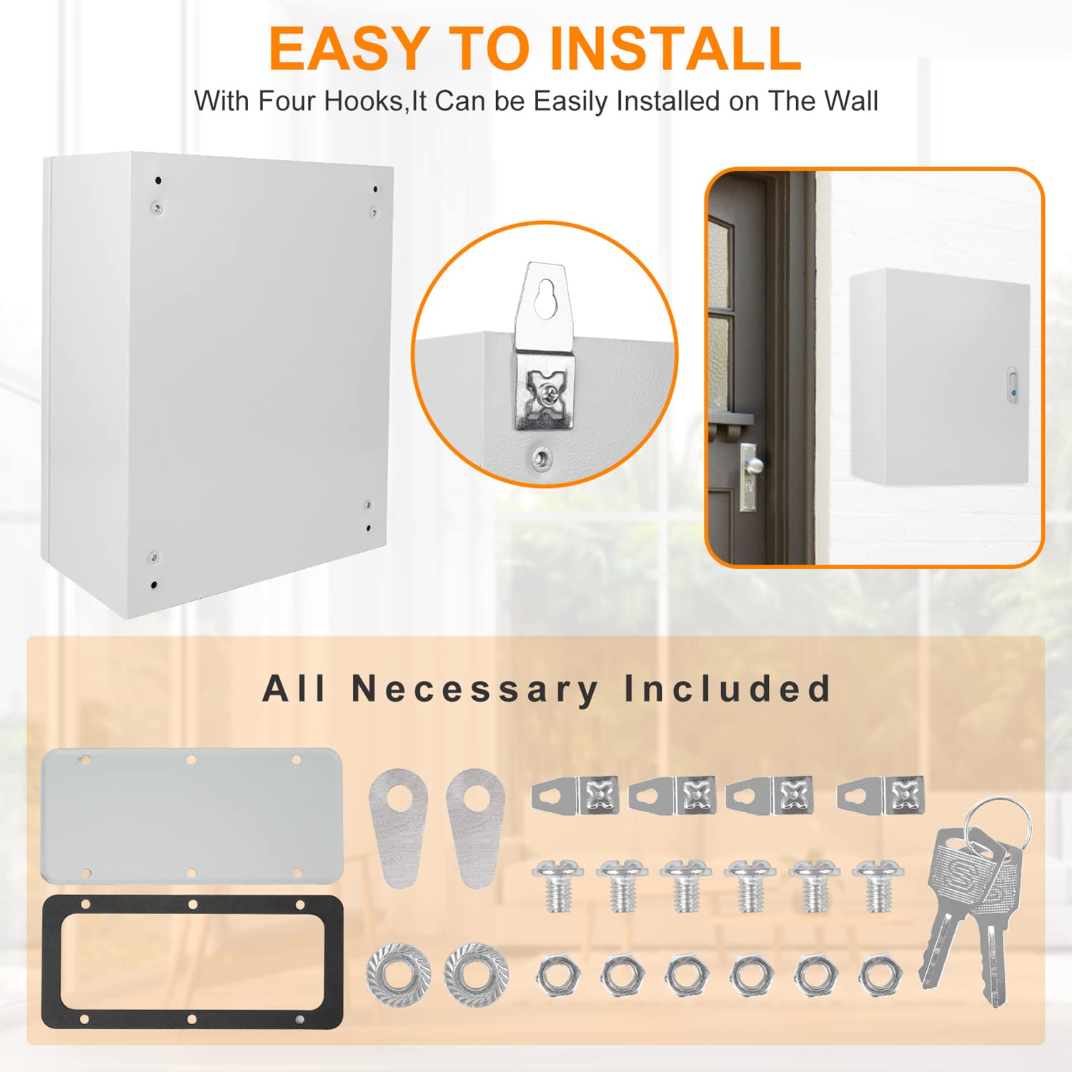 Cold Rolled Steel Electrical Box 23.6'' x 20'' x 8'' Indoor/Outdoor Thick Electrical Enclosure Box with Mounting Plate IP66 Weatherproof Anti-Rust and Anti-Corrosion (23.6'' x 20'' x 8'')