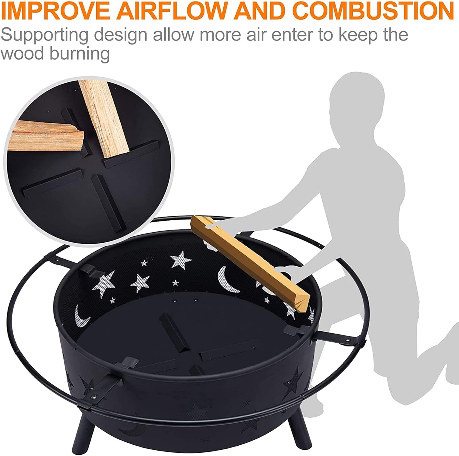 Fire Pits & Bowls, Smokeless Heating Basin w/Spark Screen, Wood Burning Fireplace Stove, Barbecue BBQ Grill Firepit ?for Outdoor/Indoor