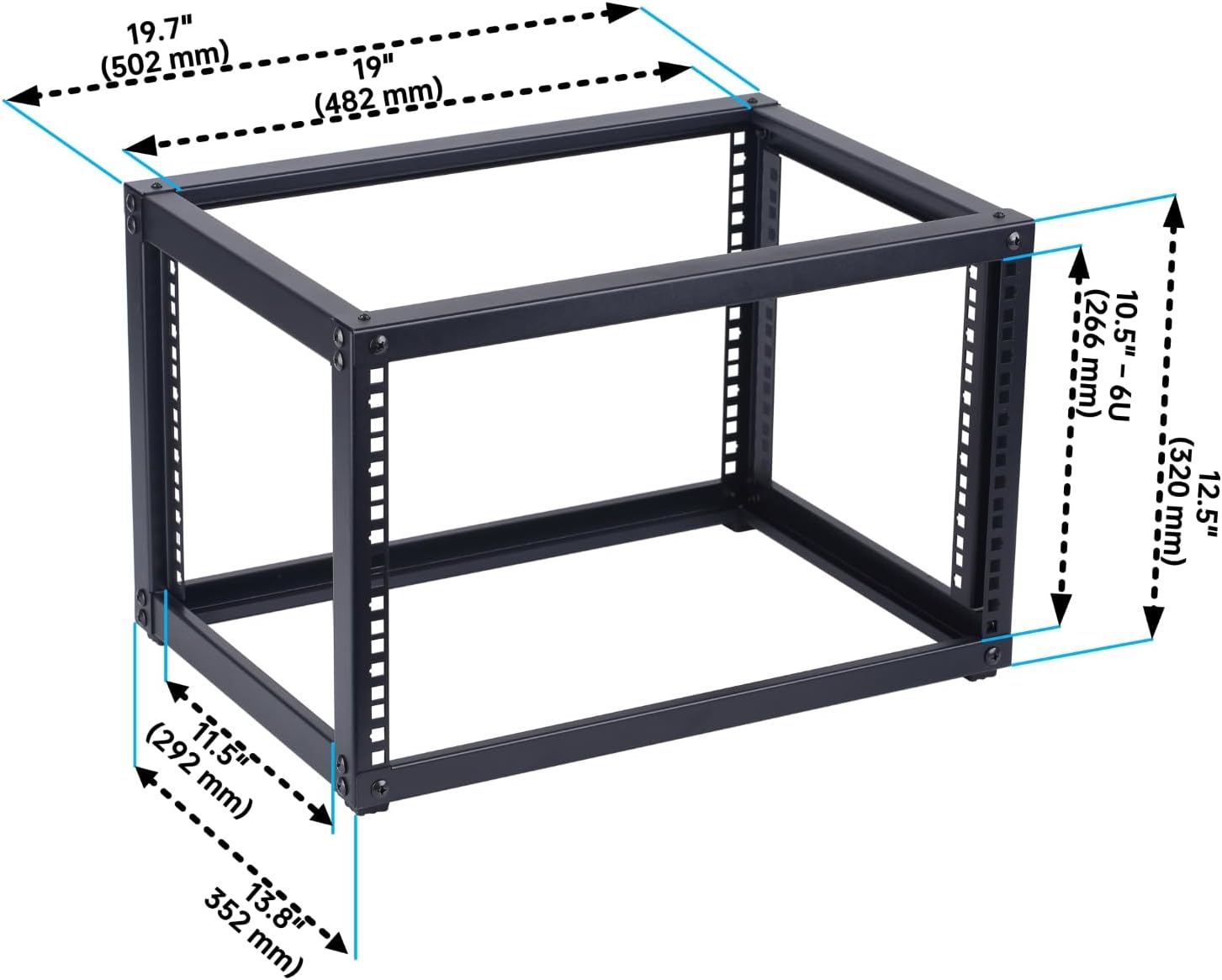 6U Open Frame Network Rack, Server Rack Shelf for Networking, Server, Audio and Video Equipment, Desktop AV Rack