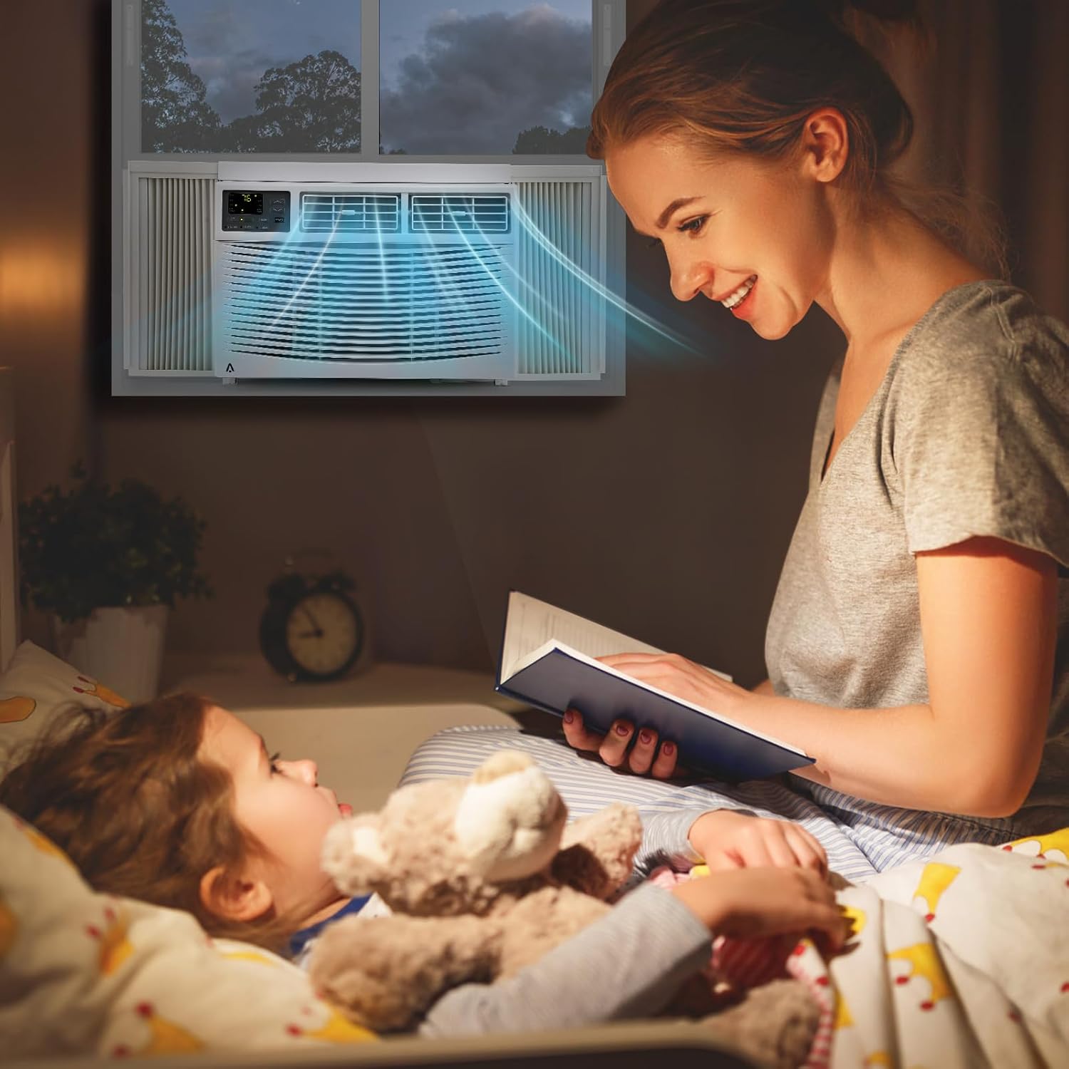 8,000 BTU WiFi Window Air Conditioner, Cools up to 350 sq. ft. Smart Window Air Conditioner with App/Remote Control, 3 Fan Modes/Sleep/Energy Saver, Bedroom/Apartment/Office