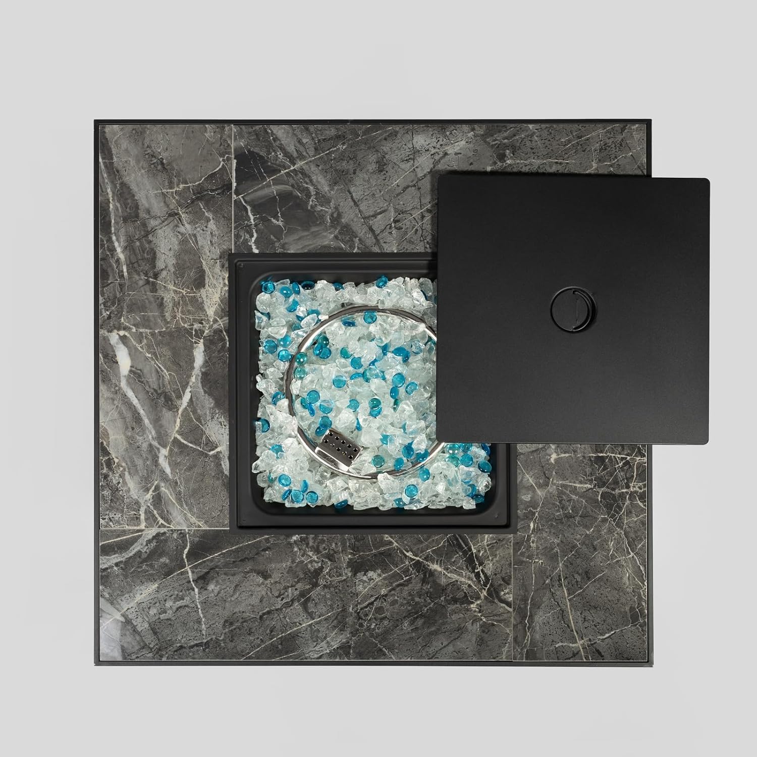 Penau 30 Inch Outdoor Propane Gas Fire Pit Table, 40000 BTU Wicker Fire Table with Lid and Glass Rocks