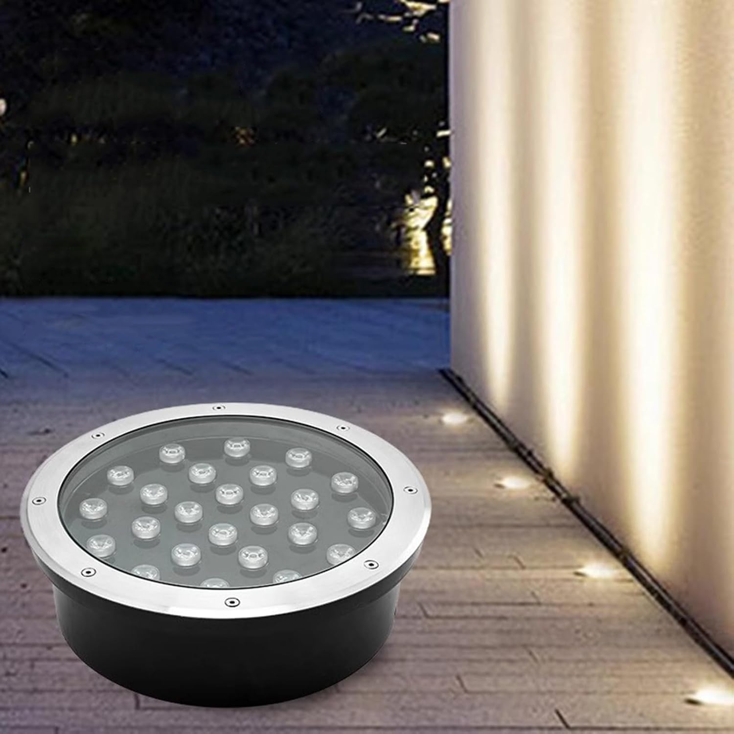 Low Voltage Landscape Well Lights Outdoor Recessed Ground Light Waterproof IP66 LED Underground Light AC12/24V for Pathway, Driveway, Deck, Garden Round Landscape Lamp