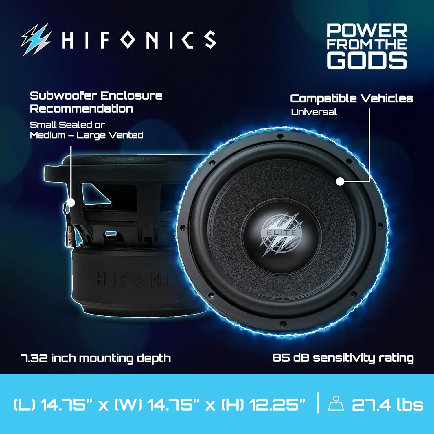 Hifonics Elite 4 Pack 12 Inch Car Mount Subwoofer with Dual 4 Ohm Voice Coil Speaker 1600 Watt Peak Power Mobile Amplifier System, Black