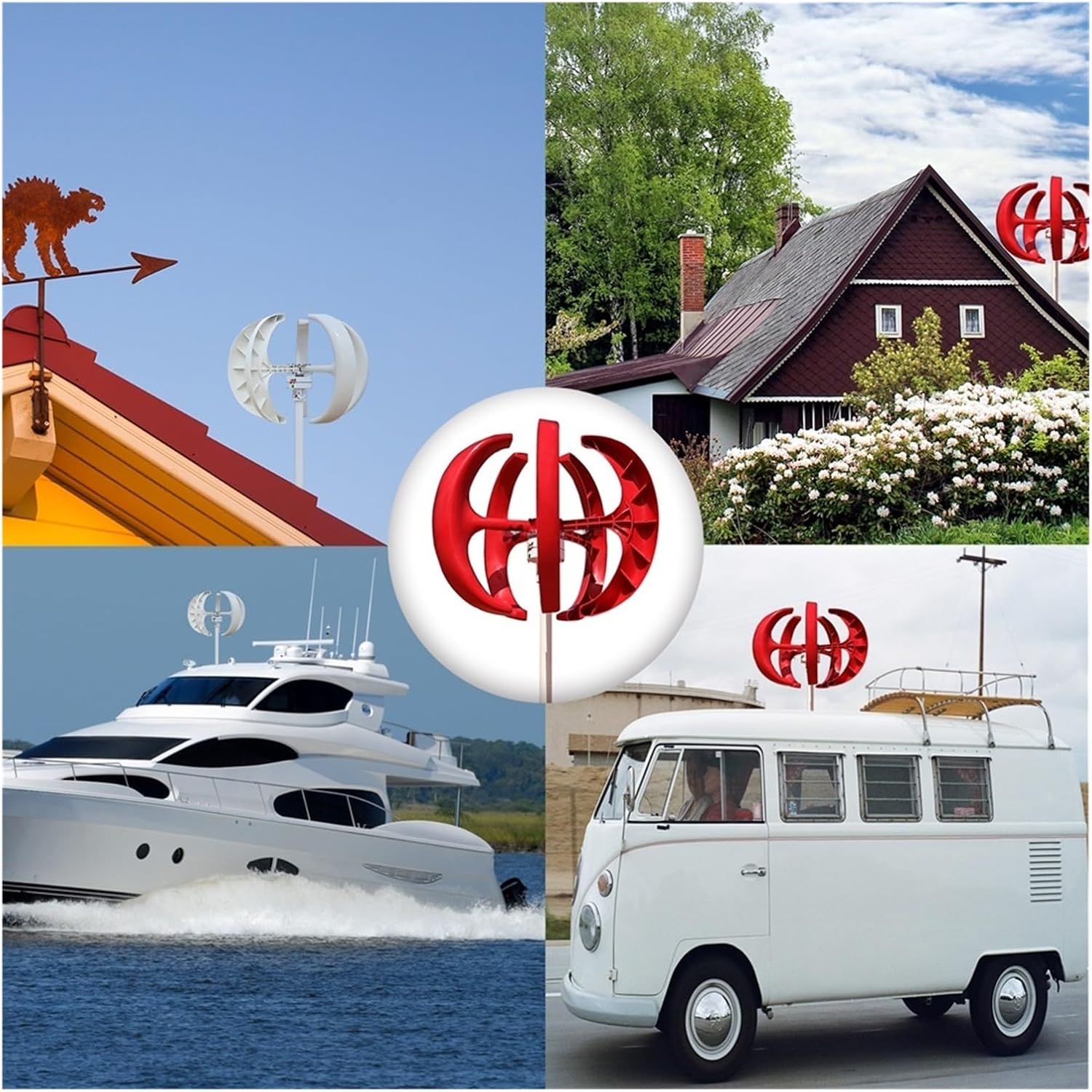 High Efficiency Wind Turbine Generator with Wind MPPT Controller 400W 12V 24V Household Small Vertical Lantern Wind Generator Low Starting Speed for Home(White,24V)