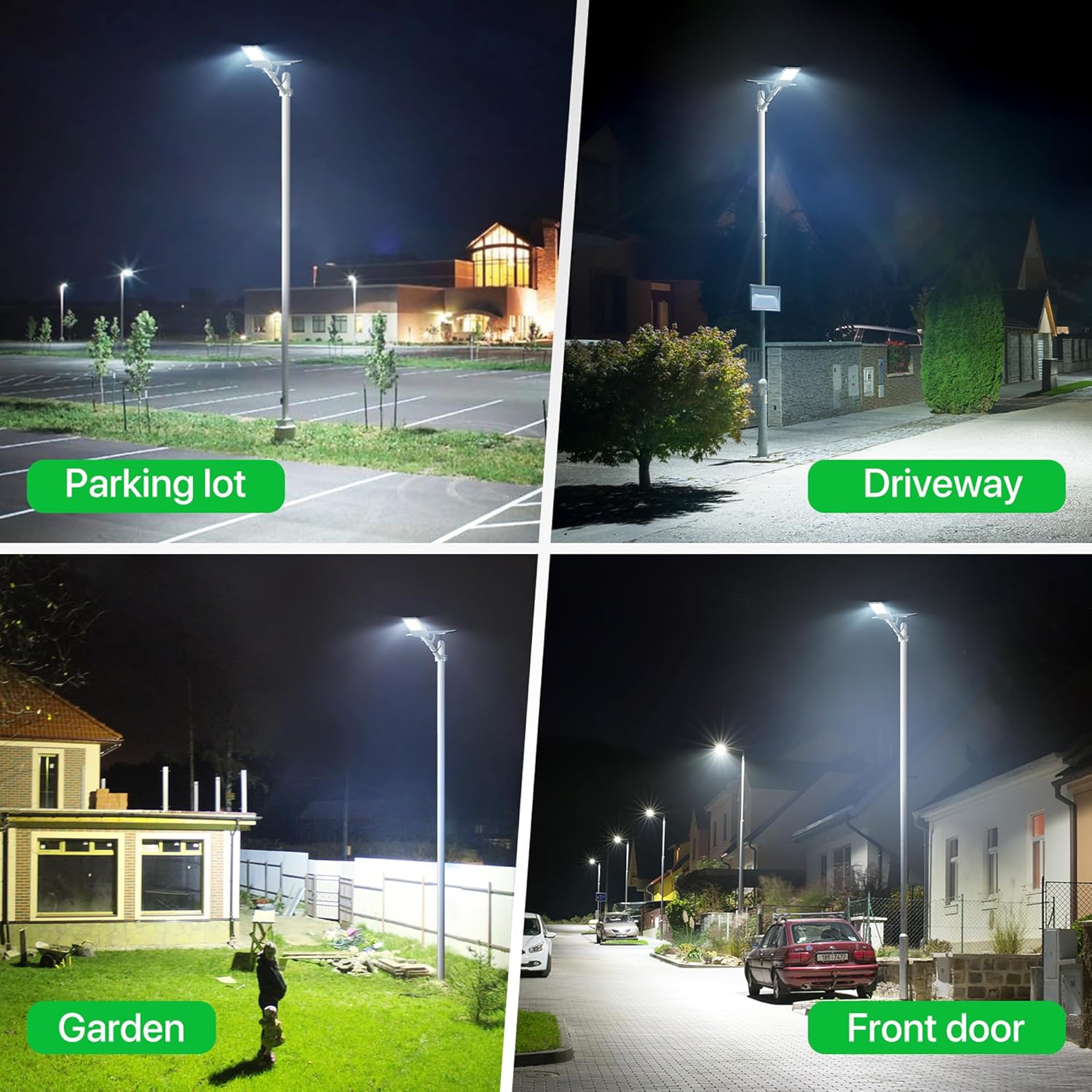 Kifflux Solar Street Lights Outdoor - 8000W Solar Lights Outdoor Waterproof, LED Street Light Dusk to Dawn, 7000K Flood Light Powered Heavy Duty Security for Outside, Yard, Parking Lot