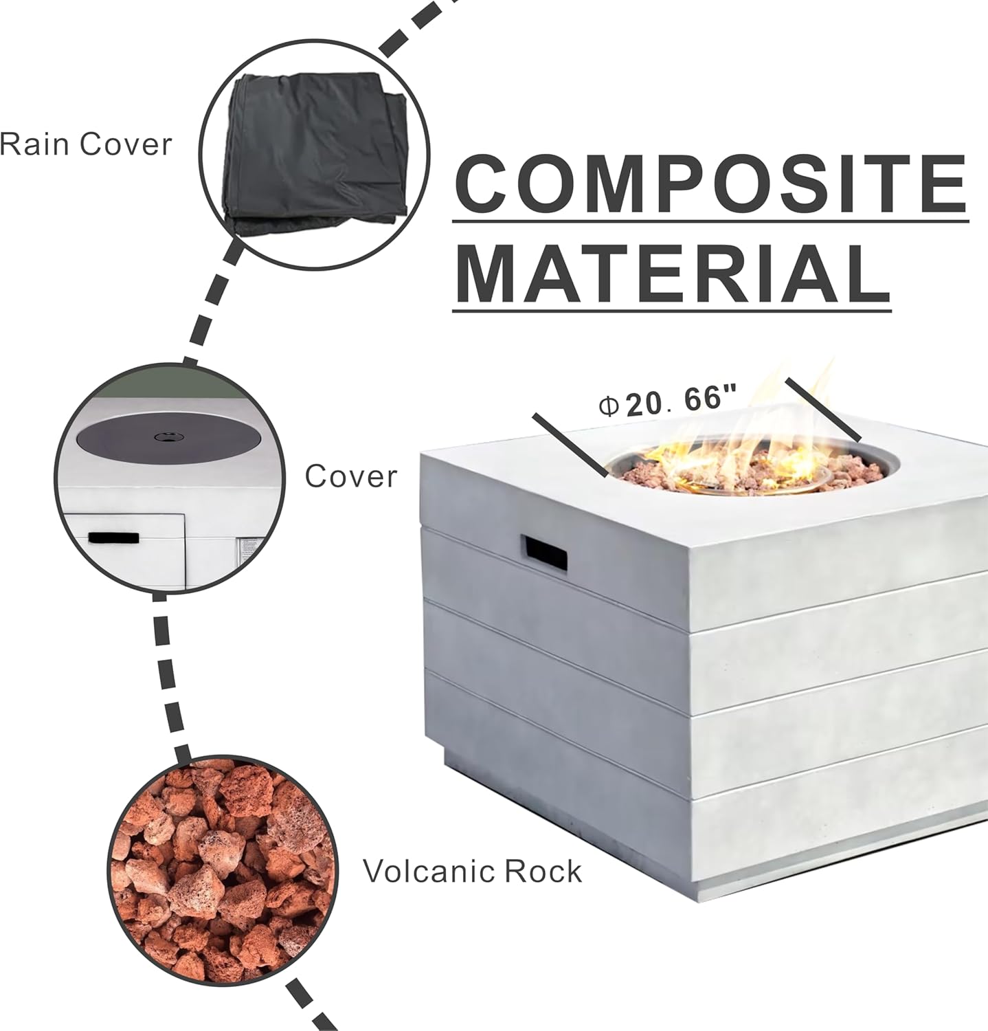2 in 1 Outdoor Fire Table 50,000 BTU Gas Fire Pit & Coffee Table 34.5