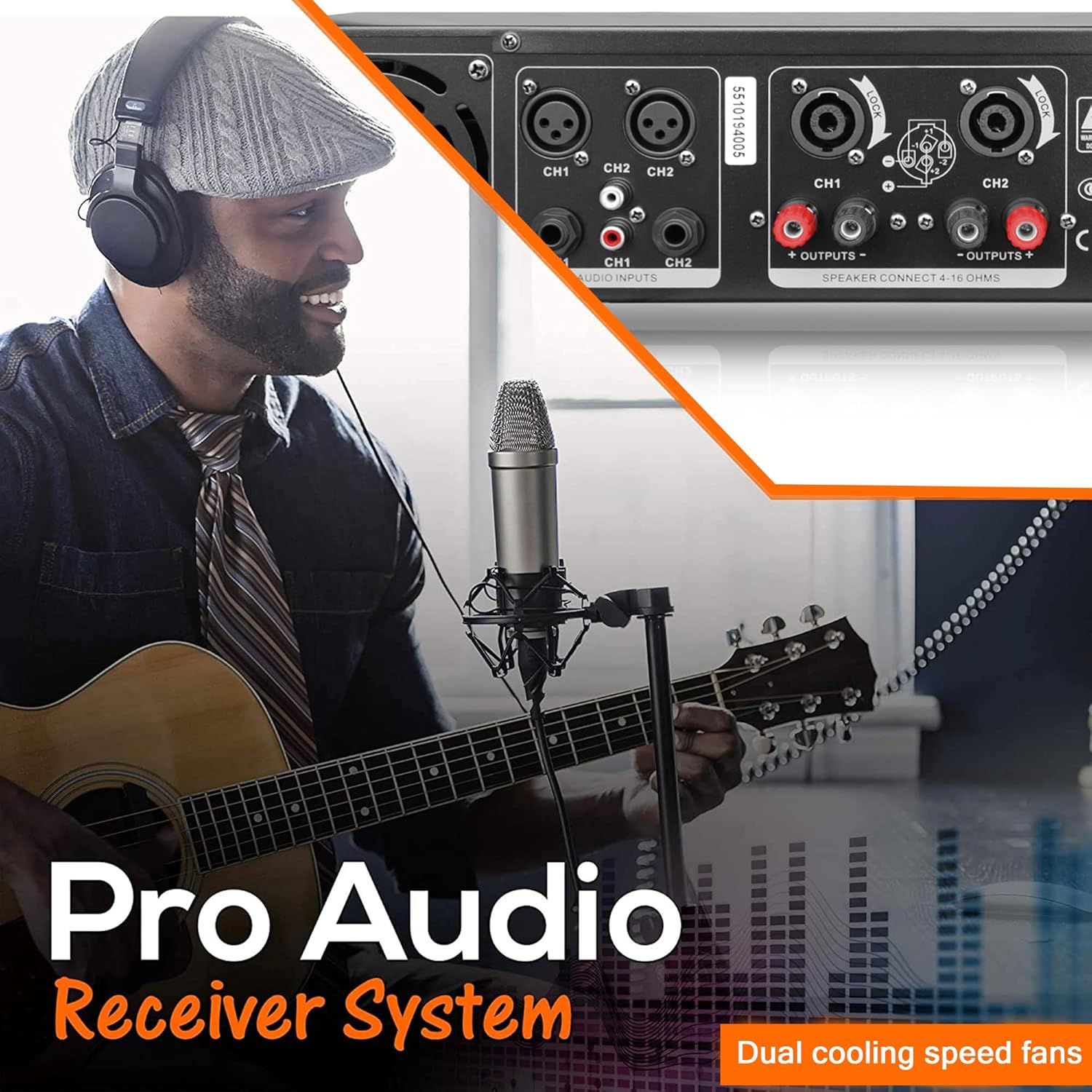 Technical Pro Professional Portable PA System, 2 Channel Digital Stereo Power Amplifier with 6500 Watts Power Audio Amplifier, for Home Speaker System