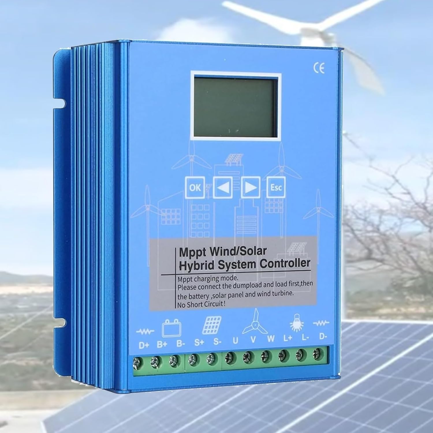 10kW Wind Solar Hybrid Charge Controller, MPPT Regulator for Solar Panels & Wind Turbines, 12V/24V/48V, Boost Controller for Wind Generator Battery Charging