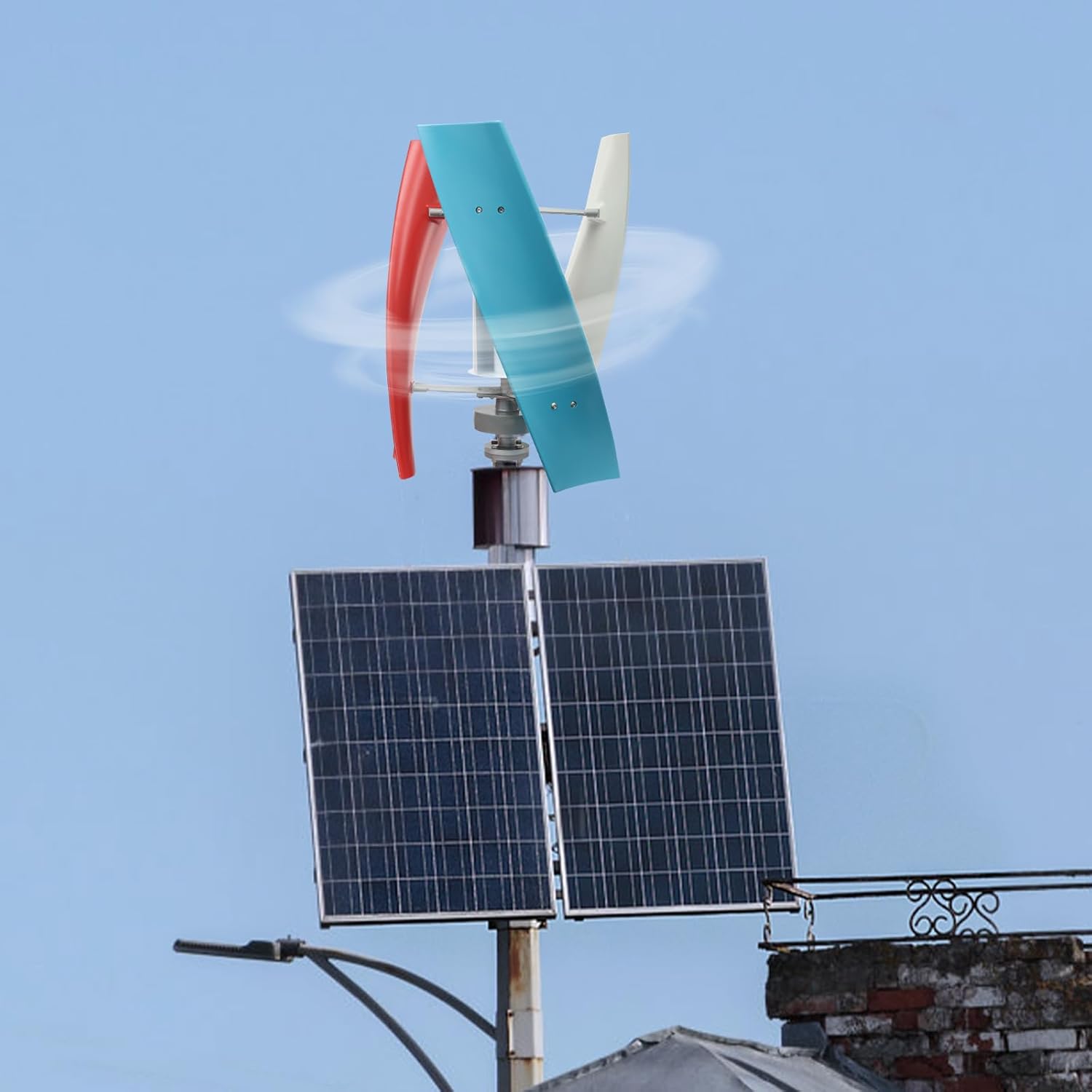 Vertical Wind Turbine, 24V 500W Wind Turbine Generator Kit, Wind Generator with Auxiliary Wind Wheel, Automatic Adjustment Wind Direction Turbines, Use for Terrace, Chalet, Boat (24, Volts)