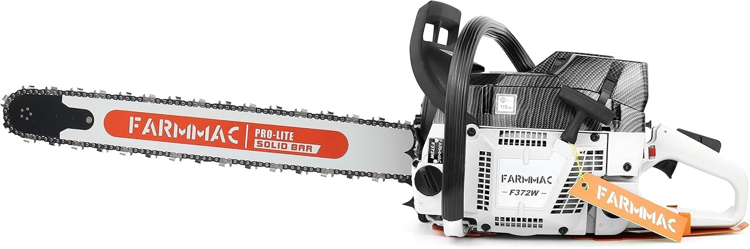 FARMMAC 372W 71cc Gas Chainsaw with 28 Inch Solid Bar Motosierra De Gasoline Powered Chain Saw 2-Cycle 4.1KW 5.5HP for Professional Logging Work All Parts Compatible with Husqvarna 372X