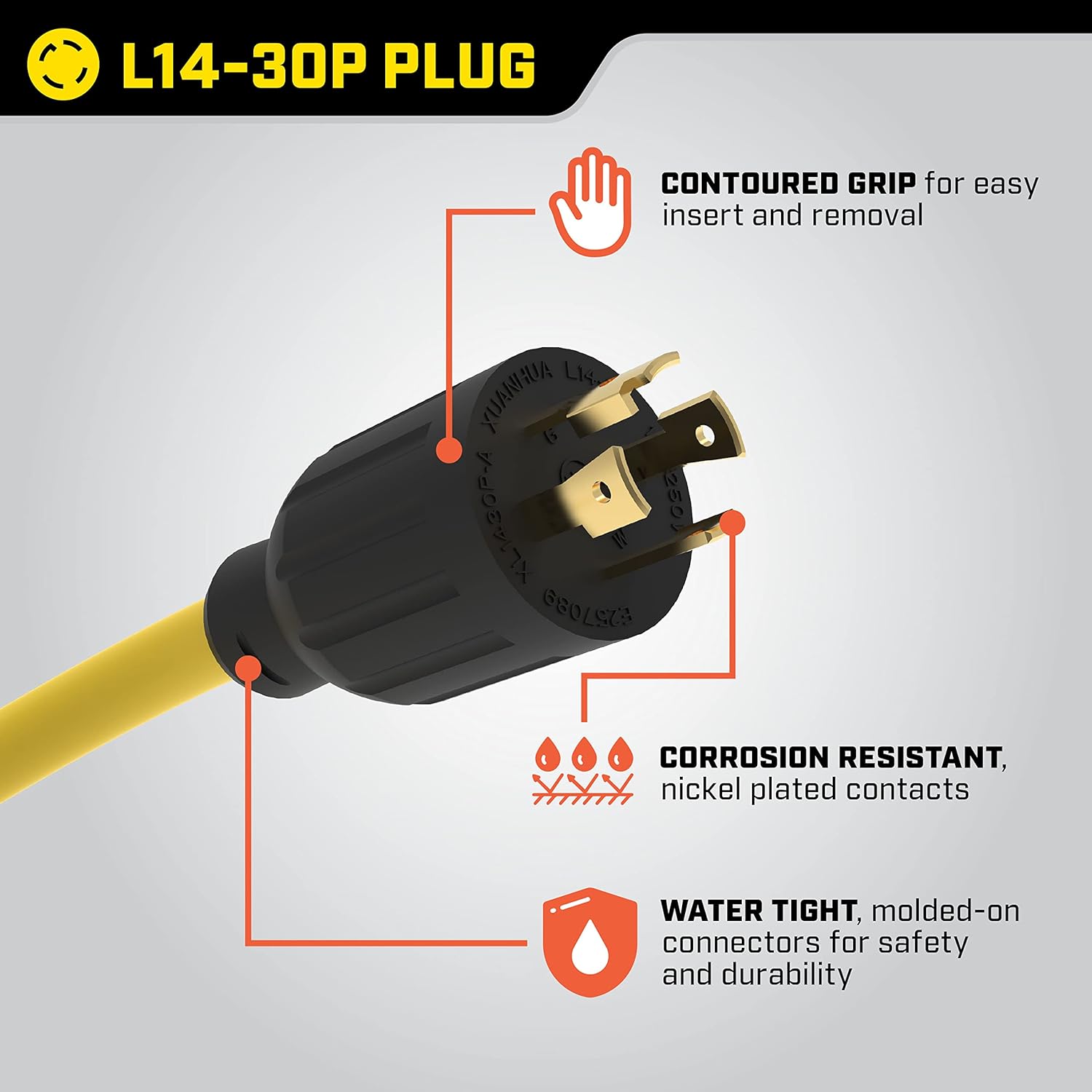 Champion Power Equipment 25-Foot 30-Amp 125/250-Volt Fan-Style Generator Extension Cord (L14-30P to four 5-20R)