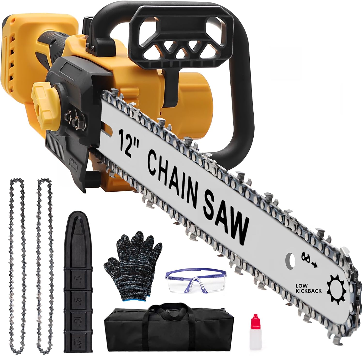 12 Inch Cordless Chainsaw Compatible With Dewalt 20V MAX Batteries (Battery NOT Included), Cordless Chain saw with 2 Pcs Replacement Chain, Battery Powered for Wood Cutting|Tree Trimming|Camping