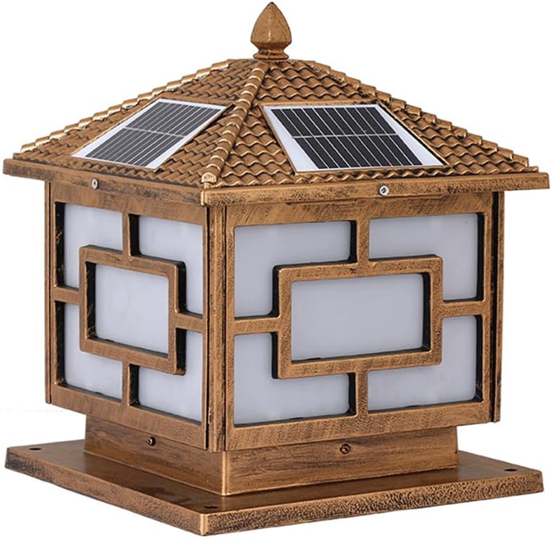 Solar Post Cap Lights Outdoor Traditional Aluminum Acrylic Bollard Lamp Rustic Farmhouse Landscape Lantern Bronze Finish Pillar Lighting for Garden Fence Deck Patio Garden