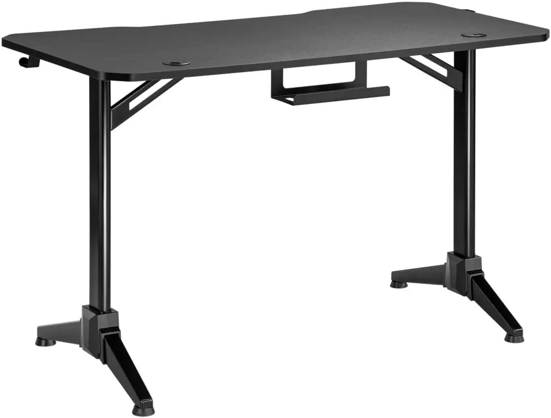 Monoprice Home Office Steel Frame Computer Desk - Black, with Solid-Core 4-Foot Desktop and Accessory Attachments, Workstation, Study Table - Workstream Collection