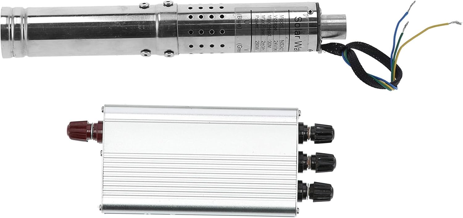 Hyuduo Screw Pump 24V Solar Submersible with MPPT Controller Wide Working Voltage 18V45V Permanent Magnet DC Brushless Motor for Solar Panel Direct Connection (NS242T-40)