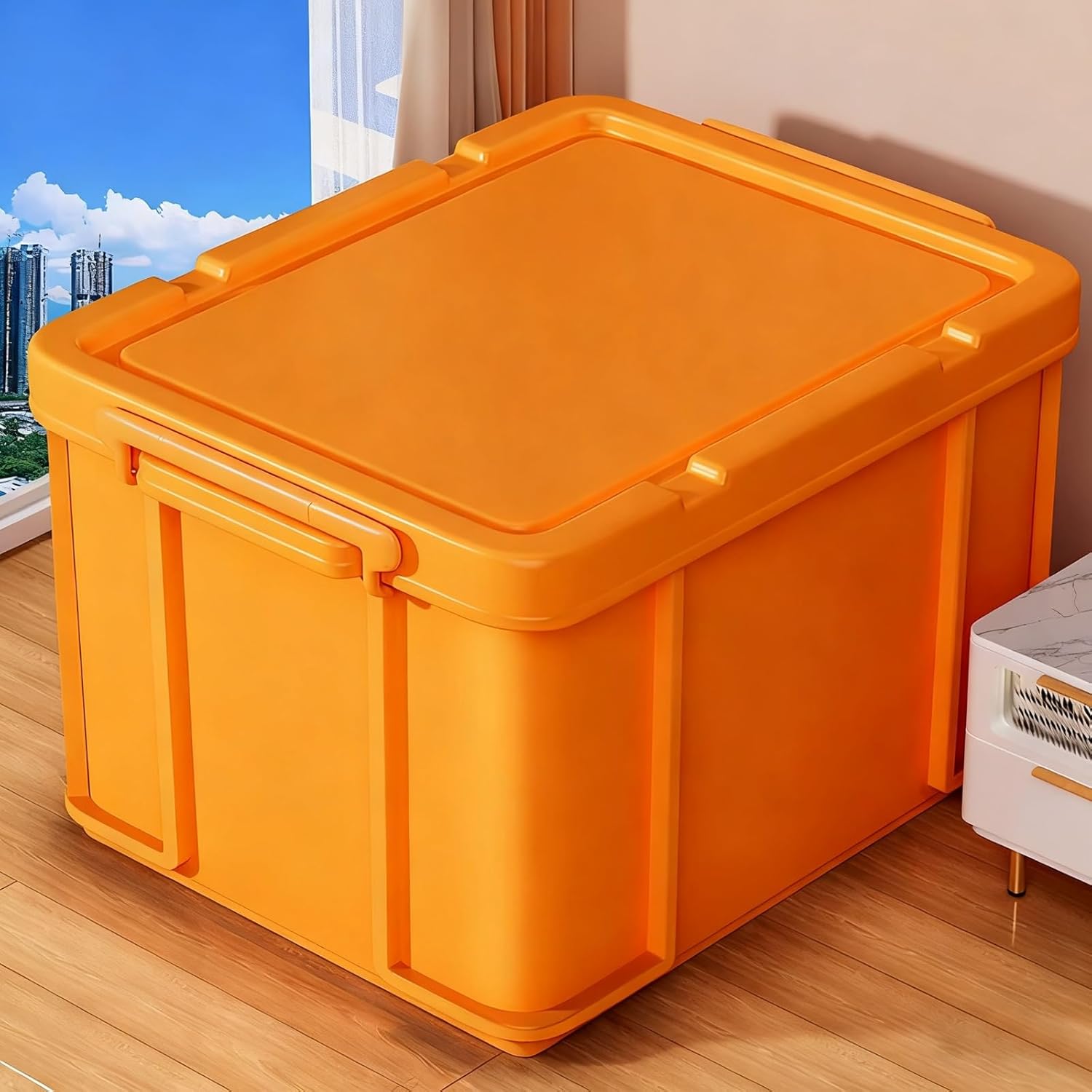 Multi Colored Thickened Plastic Storage Boxes With Wheels Stackable Suitable for Homes Garages and Cars Deal for Storing Clothing Tools and Camping Gear(White,61cm/24in)