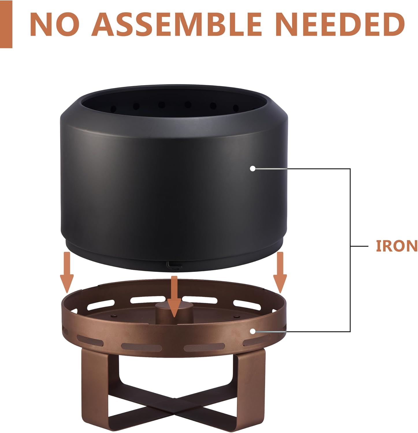 Outdoor Smokeless Fire Pit Stove 18'' for Camping Bonfire, Wood Burning Fire Place Firepit with Stand for Patio Backyard Outside