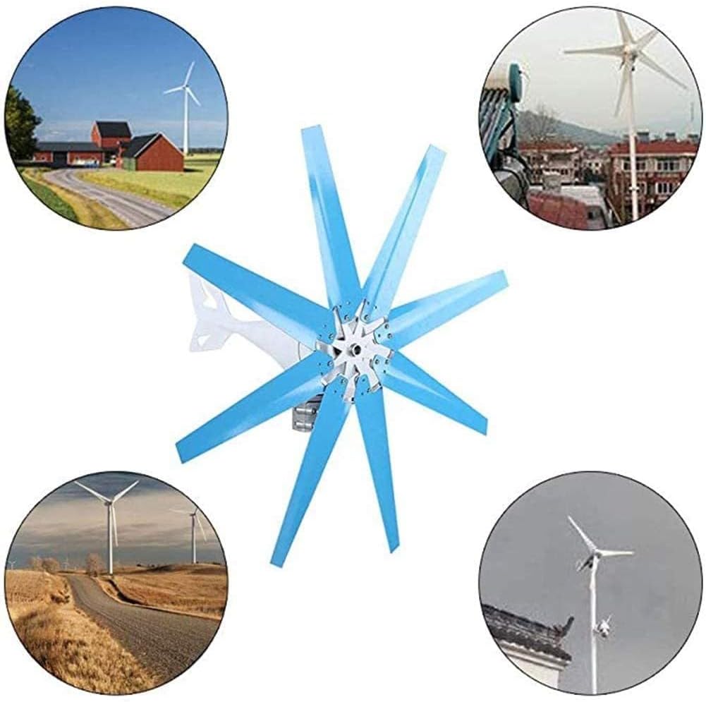 14000W 8 Blades Wind Turbine Generator Kit with Charge Controller Windmill Power Wind Power Generator for Marine RV Home(12V 24V 48V 220V)
