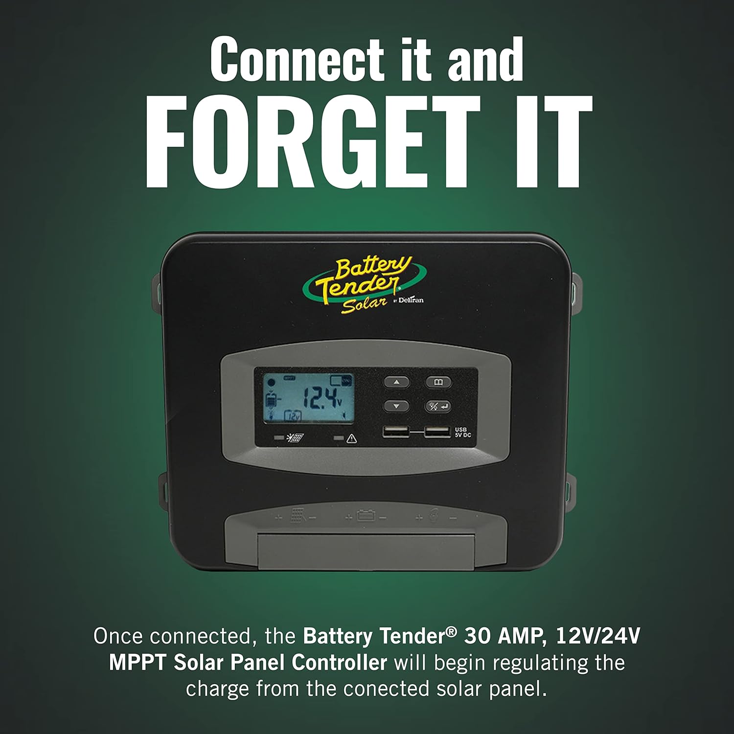 Battery Tender 30 AMP MPPT Solar Charge Controller with LCD Screen for use with 12 Volt/24 Volt Lead Acid, AGM, Gel, and 12 Volt Lithium Batteries