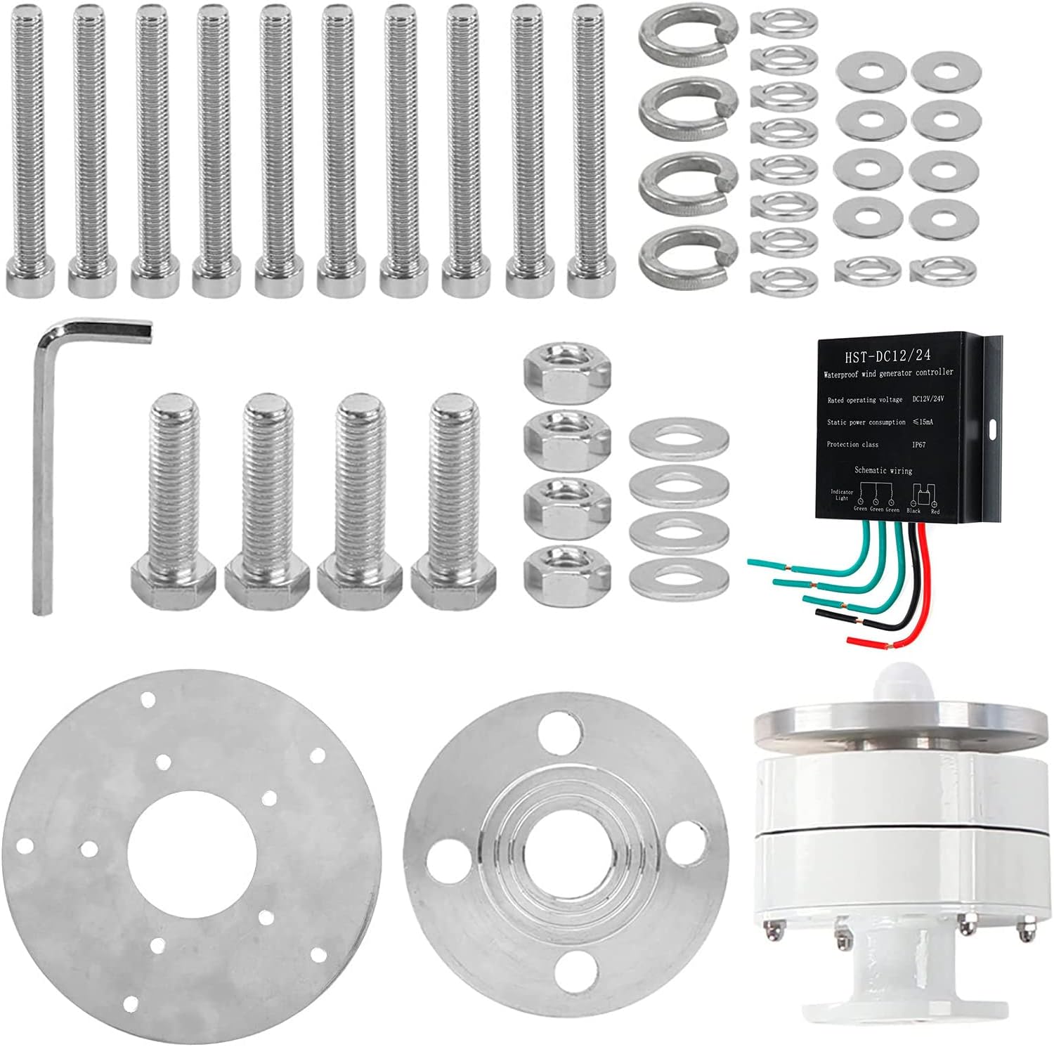 1500W 12V 24V Vertical Axis Wind Turbines Generator Kit Lantern 5 Blades Motor Kit Windmill Energy Charge Home Camping,24v