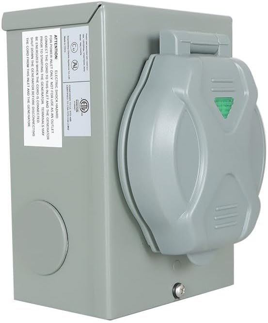 125V 30 Amp Generator Power Inlet Box for 4 Prong Generator Power Cord