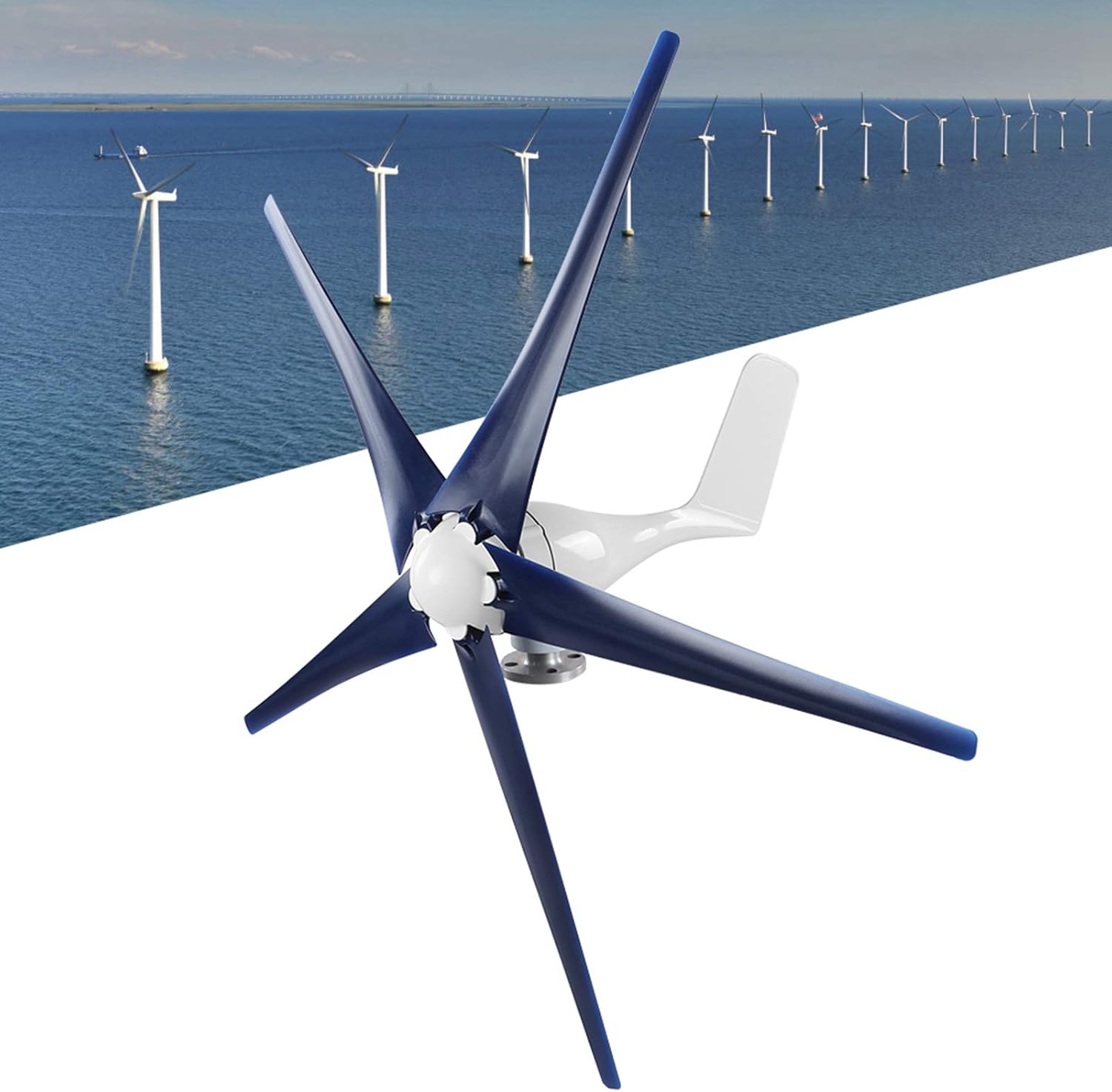 1200W Small Wind Generator Kit 5 Blade Windmill Generator Wind Power Generator with Controller for Marine Home (12V)