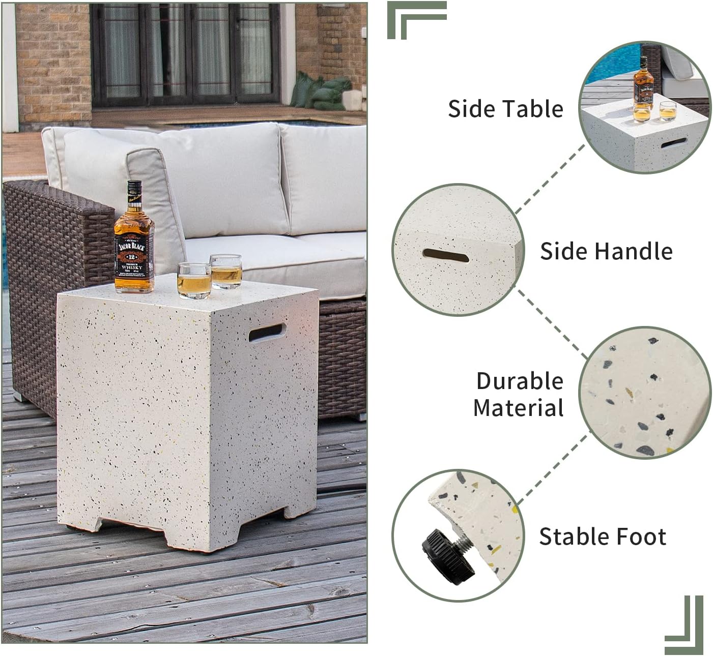 COSIEST 2-Piece Outdoor Propane Fire Pit Table Set w Tank Table, 42