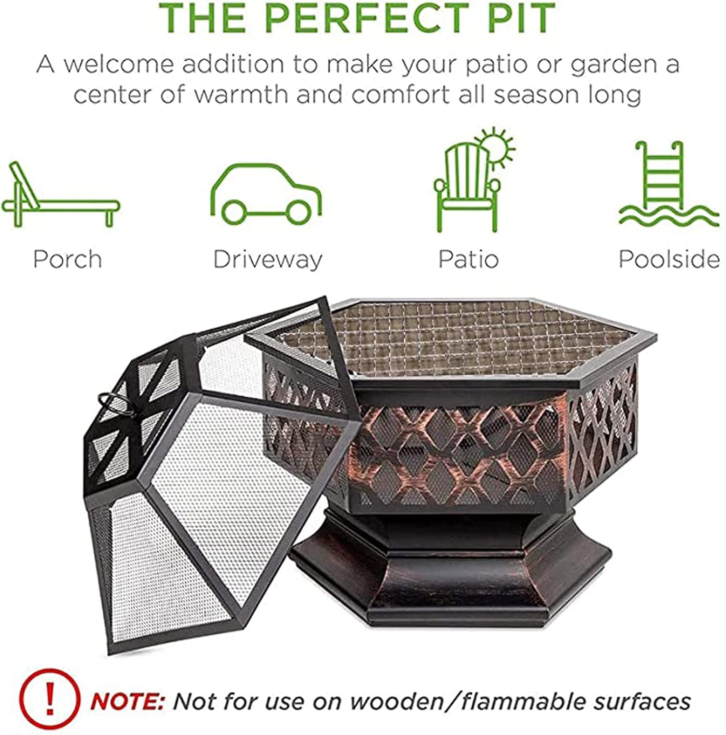 Wood Burning Fire Pit Backyard Patio Garden Fireplace Grill Fire Pit Bowl 2 in 1 Fireplace