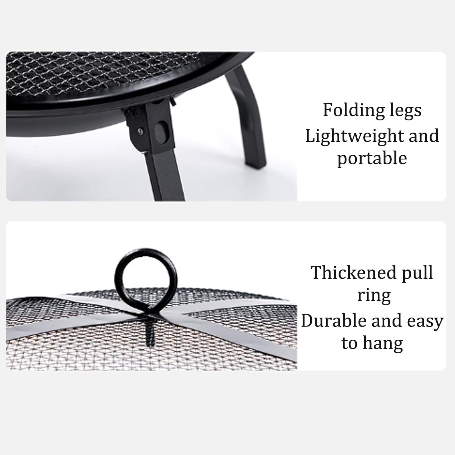 Portable Fire Bowl Folding Wood Burning Fire Pit Iron Brazier 21.7'' Outdoor Fire Pit Burning Bonfire Incinerator for Backyard Garden Camping Picnic.(Style3-55x45CM/21.7x17.7IN)