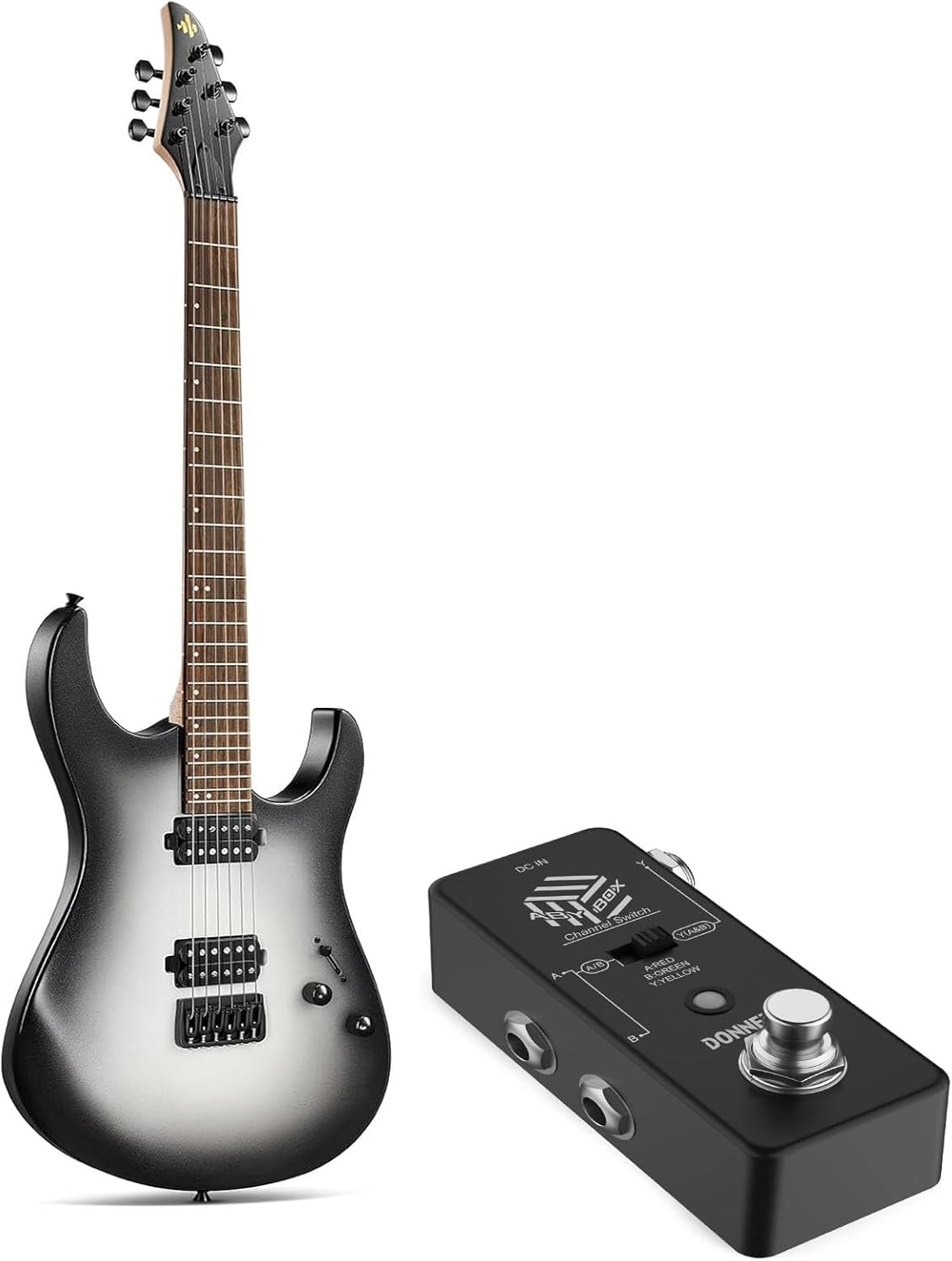 Donner Solid Body Electric Guitar, 39 Inch Metal Electric Guitar Beginner Kits -ABY Box Line Selector