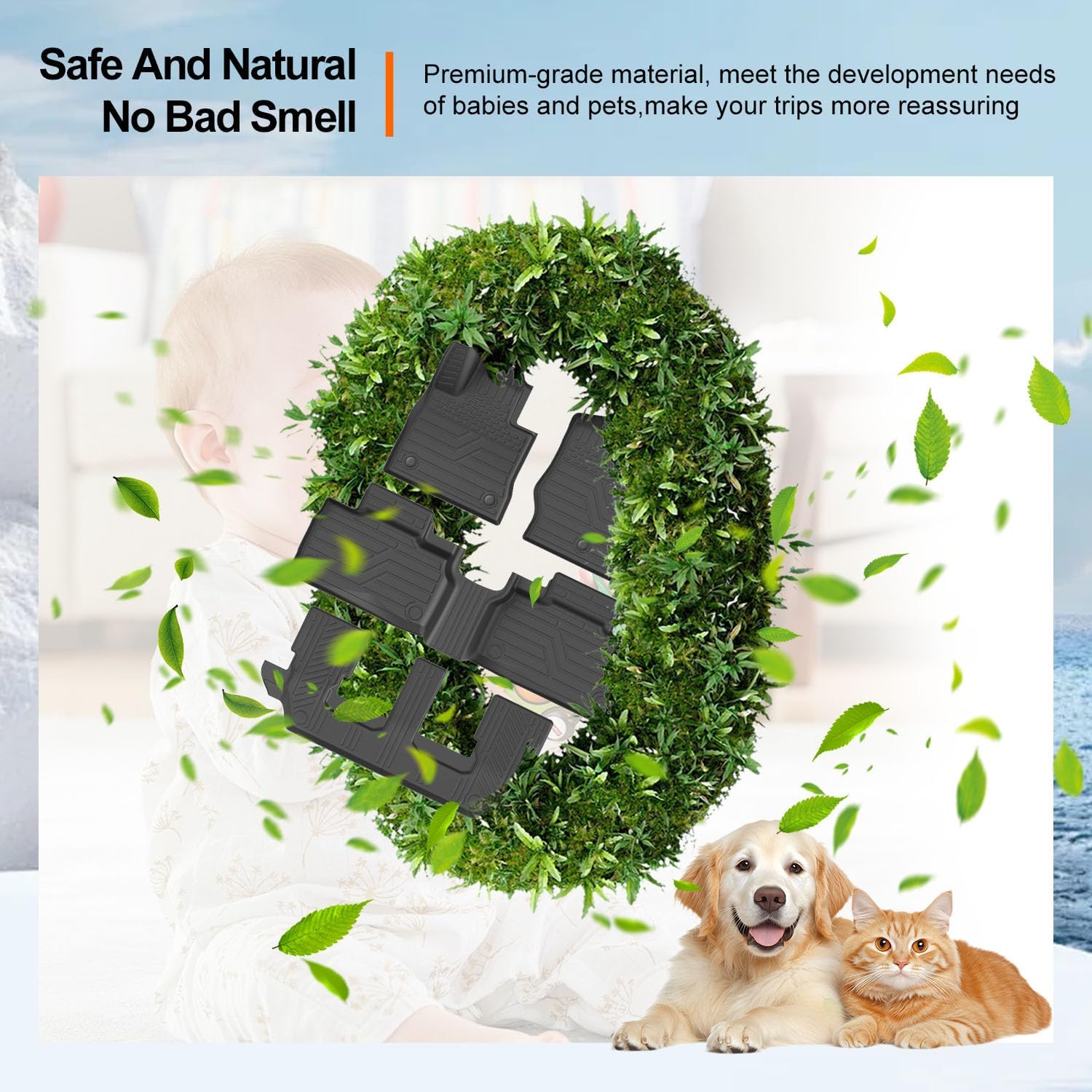 powoq 7 Seats Floor Mat Compatible with 2020-2026 Ford Explorer Cargo Mat Trunk Cargo Liner TPE Backrest Floor Liner Replacement for 2020-2026 Ford Explorer Accessories