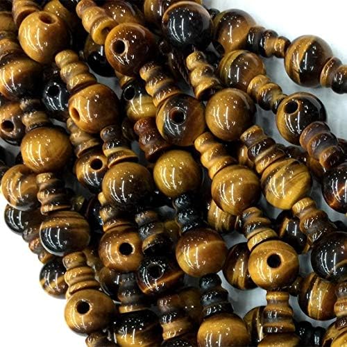 1 strands natural yellow tiger eye stone jasper pagoda tee three links buddha head tibet guru barrel big hole beads size: 10mm+6x8mm (10 sets/lot) 04195